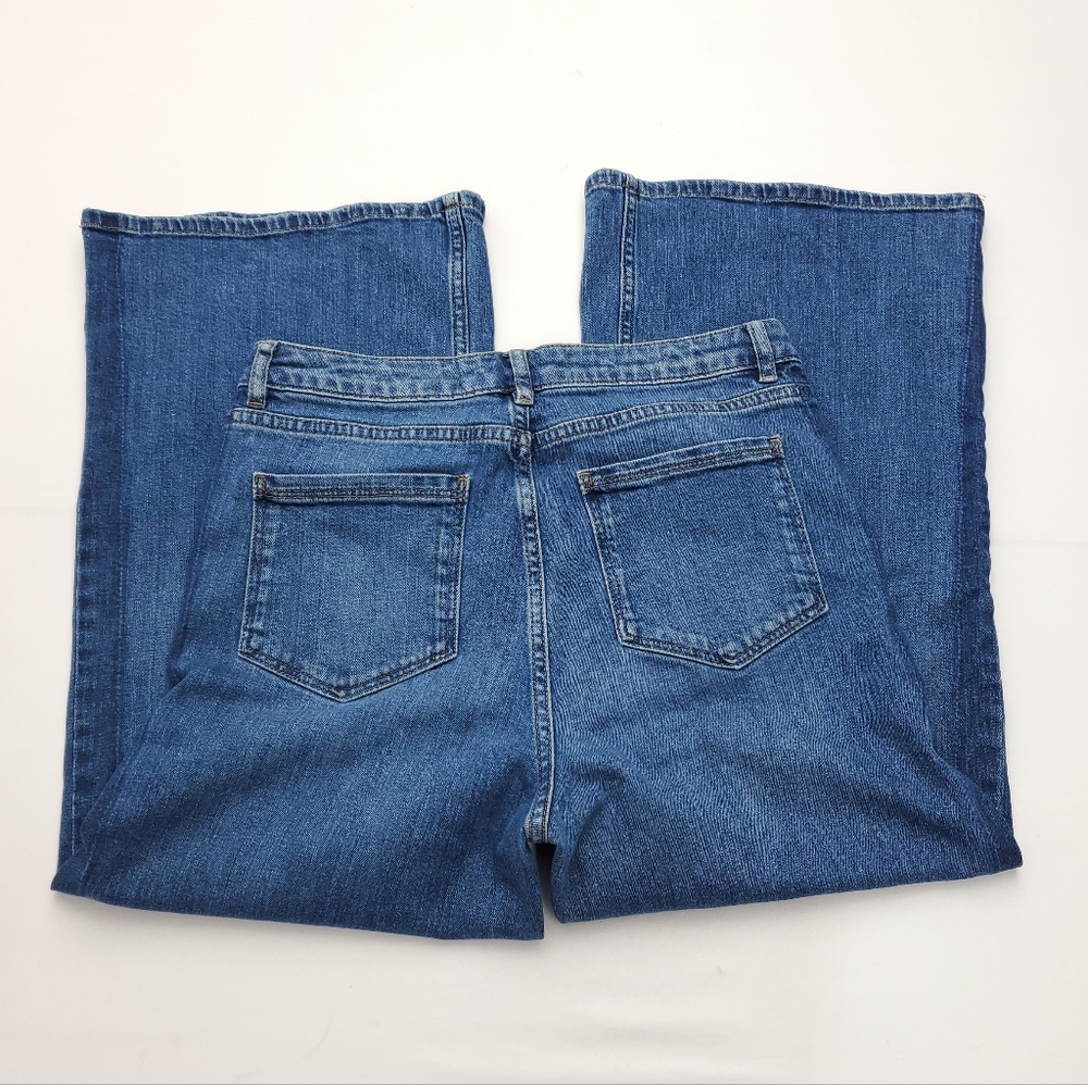 Boden The York  Cropped Blue Jeans Wide Leg High Waist Side Stripe Size 8? - Picture 10 of 11